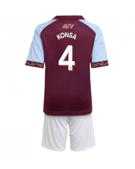 Billige Fotballdrakt Aston Villa Ezri Konsa #4 Replika Hjemmedraktsett Barn 2025-26 Kortermet (med bukser)